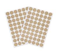 VictorsHome Lot de 2 feuilles/108 pièces de cache-trous de vis autocollants en PVC anti-poussière pour mur, meubles en bois, armoire, 21 mm, chêne foncé