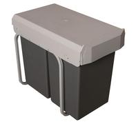 Victory Poubelle encastrable Double Man - 28 l (2 x 14 l) - Argenté/anthracite - Largeur de placard à partir de 30 cm