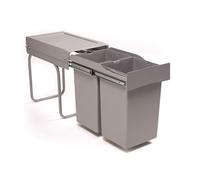 Victory Poubelle encastrable double man Deluxe - 28 l - Gris aluminium - Poubelle à extension complète