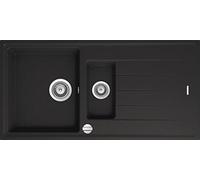 Victory S1000 Évier de cuisine, en granit, encastrable, 100 x 50 cm, pour armoire à partir de 60 cm, avec excenteur rotatif, fabriqué en Allemagne, noir profond