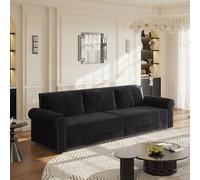 VICYROM Canapé Convertible Velours Noir,Canapé Lit 3 Places 238 cm | 3-en-1,ressorts ensachés et mousse dense,clous tapissier décoratifs,accoudoirs arrondis,châssis acier renforcé,pour salon