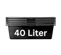 ViD® Lot de 5 seaux à béton/seaux à mortier de 40 litres | 70 x 40 x 22 cm | Bac à Ciment/béton/Baignoire de maçon