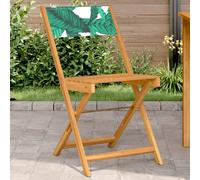 VIDA 2 Chaises de bistrot pliables - Bois d'acacia motif feuilles