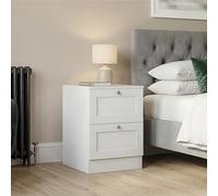 Vida Designs Altino Lot de 2 Tables de Chevet à 2 tiroirs - Blanc - Table de Chevet compacte Peu encombrante - Bois d'ingénierie - Tiroir Coulissant Lisse, Boutons chromés Modernes - Idéal pour