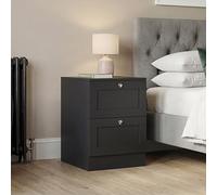 Vida Designs Altino Table de Chevet 2 tiroirs - Noir - Table de Chevet compacte Peu encombrante - Bois d'ingénierie - Tiroir Coulissant Lisse, Boutons chromés Modernes - Idéal pour Chambre à Coucher