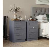 Vida Designs Altino Table de Chevet 3 tiroirs Gris