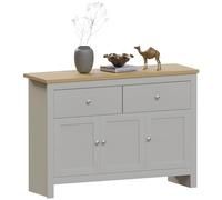 Vida Designs Arlington buffet avec 2 tiroirs et 3 portes, bois d'ingénierie, gris et chêne, H 82 x L 117 x P 35 cm.