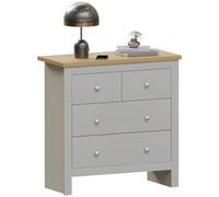 Vida Designs Arlington Commode 2 + 2 tiroirs, Bois d'ingénierie, Gris et chêne, H 81 x l 79 x P 35 cm