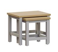 Vida Designs Arlington Nids de Tables, Table d'Appoint en Bois Aggloméré, Carrée, Gris & Chêne, H 40 x L 36 x P 39 cm
