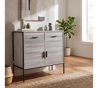 Vida Designs Brooklyn Buffet Industriel Rustique à 2 Portes et 2 tiroirs - Meuble de Salon (Gris)