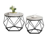Vida Designs Brooklyn Lot de 2 Tables Basses Rondes avec Cadre en Acier Moderne Gris