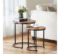 Vida Designs Brooklyn Lot de 2 Tables gigognes Rondes empilables avec Cadre en métal (Bois foncé)