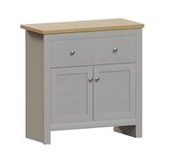 Vida Designs Buffet Arlington 2 tiroirs 2 portes, Gris et Chêne, H 80 x W 79 x D 35 Cm