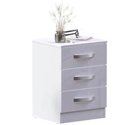 Vida Designs - Cabinet de Chevet rectangulaire à 3 tiroirs, Finition Haute Brillance, Blanc, 36 cm de Profondeur x 40 cm de Largeur x 56 cm de Hauteur.