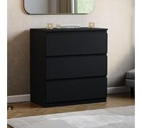 Vida Designs Denver Commode à tiroirs (Noir, 3 tiroirs)