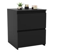 Vida Designs Denver Grande Table de Chevet Moderne à 2 tiroirs pour Chambre à Coucher 48 x 39,5 x 39,5 cm (H x l x P) (Noir)