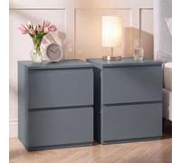 Vida Designs Denver Lot de 2 Grandes Tables de Chevet à 2 tiroirs | Gris | Rangement Peu encombrant | 52 H x 39,5 l x 39,5 P cm | Grande Table d'appoint | Minimale | Chemin en métal Lisse | Table de