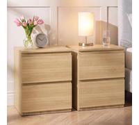 Vida Designs Denver Lot de 2 Grandes Tables de Chevet à 2 tiroirs | Pin | Rangement Peu encombrant | 52 H x 39,5 l x 39,5 D cm | Grande Table d'appoint | Minimale | Chemin en métal Lisse | Table de