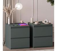 Vida Designs Denver Lot de 2 Tables de Chevet à 2 tiroirs - Table de Chevet compacte Peu encombrante avec Prise de Courant - 52 x 39,5 x 39,5 cm (H x l x P) - Idéal pour Chambre à Coucher et Chambre