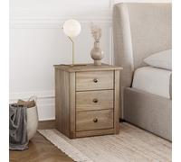Vida Designs Home Discount Table de Chevet à 3 tiroirs en pin Massif Ciré pour Chambre à Coucher, Marron