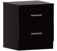 Vida Designs - Meuble de Chevet Noir, 2 tiroirs avec poignées et glissières en métal, Support de tiroir Anti-Inclinaison Unique, Meubles de Chambre à Coucher Riano