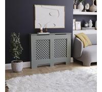 Vida Designs Oxford Cache-radiateur Olive Grey - Moyen - Motif croisé Traditionnel pour Une Circulation optimale - H82xW111xD19cm - MDF Peint Idéal pour Salon et Couloir