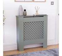 Vida Designs Oxford Cache-radiateur Olive Grey - Petit - Motif croisé Traditionnel pour Une Circulation optimale - H82xW78xD19cm - MDF Peint Idéal pour Salon et Couloir