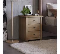 Vida Designs Panama Table de Chevet 3 tiroirs Chêne Naturel ciré Meuble de Chambre à Coucher