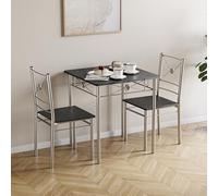 Vida Designs Roslyn Ensemble Table et chaises de Salle à Manger 2 Places - Ensemble de Cuisine Compact 3 pièces - Meuble de Salle à Manger Moderne Peu encombrant - Noir
