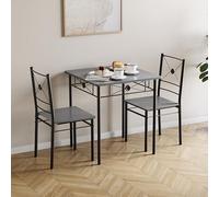 Vida Designs Roslyn Ensemble Table et chaises de Salle à Manger Moderne et Contemporain Gris béton 2 Places