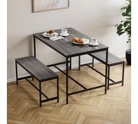 Vida Designs Roslyn Table de Salle à Manger 4 Places avec 2 bancs, Ensemble de 3 pièces, Meubles de Salle à Manger avec Cadre en métal Massif (Gris)