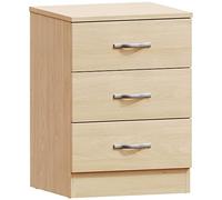 Vida Designs Table de Chevet en pin à 3 tiroirs avec poignées et glissières en métal