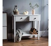 Vida Designs Windsor Table Console avec 2 Tiroirs, pour Couloir, Salon, Chambre À Coucher, Meuble en Bois Blanc, Weiß, H 74 x L 80 x P 30 Cm Env