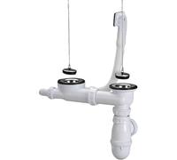 Vidage complet Ø70 avec siphon évier inox 2 cuves