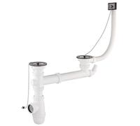 Vidage complet NF pour évier 2 bacs Ø60 mm entraxe réglable
