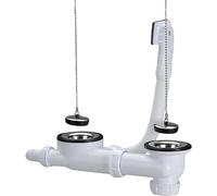 Vidage complet Ø70 avec siphon évier inox 2 cuves