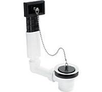 Vidange d'évier et trop-plein Viega 100834 1 1/2" x 70 mm, plastique blanc , avec dessus de valve en acier inoxydable