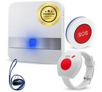 Vidaprime Bouton d'Appel d'urgence pour Personnes Âgées - Bracelet Anti Chute Personne agee - Collier d’Alerte pour Personne Âgée - Alarme Personne agée Portée 150m - Appel Urgence