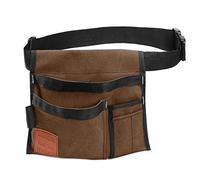 VIDAR TOOLS Ceinture porte-outils à 6 poches sur un côté - Ceinture de travail et tablier pour charpentiers et jardiniers, en toile résistante, ceinture réglable confortable et légère, marron clair