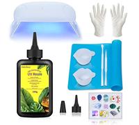 VidaRosa Kit de résine UV avec lampe UV, colle en résine dure super transparente à la lumière du soleil Kit de démarrage en résine UV pour doming, revêtement et coulée
