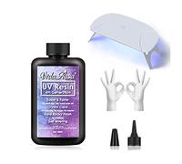 VidaRosa Résine UV 100 g de type dur transparente avec lampe UV, kit de démarrage pour colle/fabrication de bijoux, loisirs créatifs, bricolage, résine à durcissement rapide