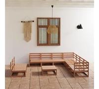 vidaXL Ensemble de salon de jardin 10 pièces en pin massif – brun miel