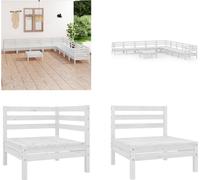 vidaXL 10 pcs. Garden Lounge Set Pin Massif Blanc - Ensemble de salon de jardin - Ensemble de salon d'extérieur - Canapé de jardin en bois
