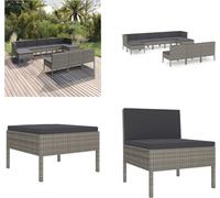vidaXL 10 pcs. Garden Lounge Set with Auflagen Poly Rattan Grau - Garniture de canapé de jardin - Garniture de canapé de jardin - Garniture de canapé de jardin