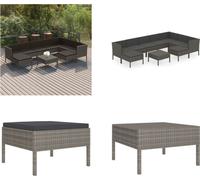 vidaXL 10 pcs. Garden Lounge Set with Auflagen Poly Rattan Grau - Garniture de canapé de jardin - Garniture de canapé de jardin - Garniture de canapé de jardin