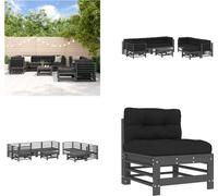 vidaXL 10 pcs. Garden Lounge Set with Coussin Grau Massiv Wood - Garden Lounge Set - Garden Lounge Sets - Lounge Set - Outdoor Lounge Set