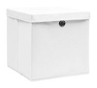 vidaXL 10x Boîtes de Rangement avec Couvercles Coffres de Rangement Boîtes d'Emballage Stockage Foulards Chaussettes Sous-vêtements 28x28x28 cm Blanc