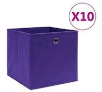 vidaXL 10x Boîtes de Rangement Coffres de Rangement Boîtes d'Emballage Stockage Chaussettes Sous-vêtements Tissu Intissé 28x28x28 cm Violet 325213 Pourpre G