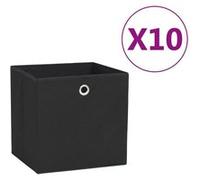 vidaXL 10x Boîtes de Rangement Coffres de Rangement Boîtes d'Emballage Stockage Foulards Chaussettes Sous-vêtements Tissu Intissé 28x28x28 cm Noir Noir G