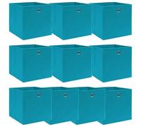 vidaXL 10x Boîtes de Rangement Pliable Organisateur Bac de Stockage Coffre de Rangement Chaussettes Sous-vêtements Bleu Azuré 32x32x32 cm Tissu